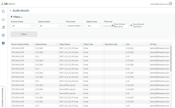 Audit trail of all changes made